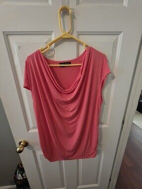 Lane Bryant Pink Draped Cowl Neck Short Sleeve Top- USED_ 18/20